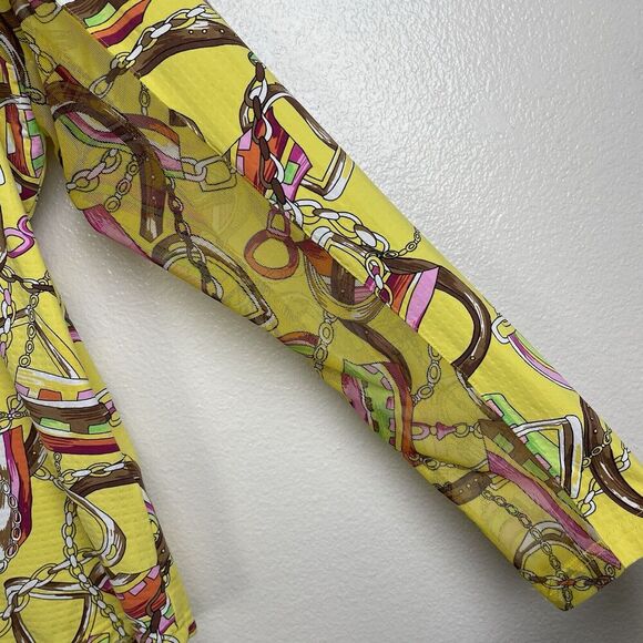 Icikuls Golf Shirt Womens Size XXL Yellow Long Sleeve Mesh 1/4 Zip Top Horse Bit - Picture 5 of 8